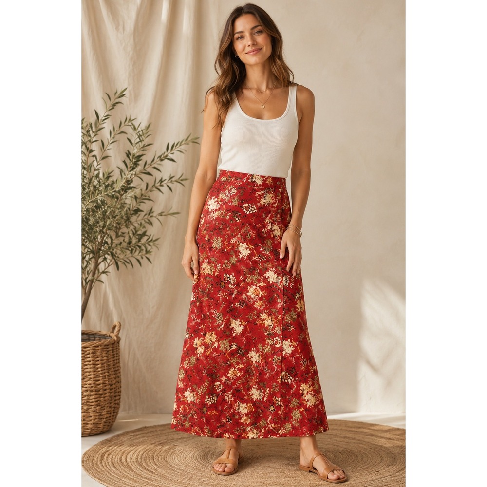 Cottagecore Romantic Floral Maxi Skirt Fall Western Boho Prairie Artsy Size 16 - Picture 2 of 8